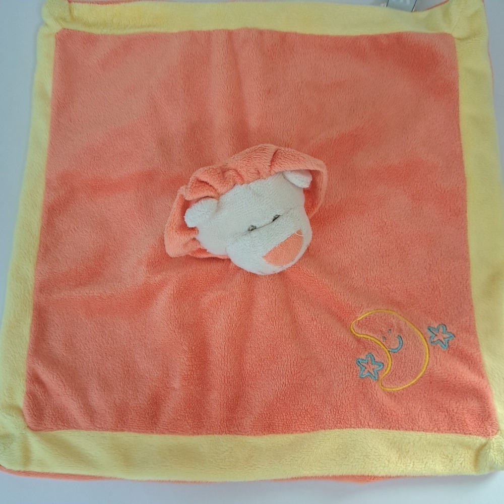 Unipak Yellow Orange Lion Lovey Rattle Square Head Sun Moon Embroidered Corner
